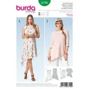 Burda Sewing Pattern 6790 Misses Slanting Lines Hip Top Dress Plus Size 16-28 UC