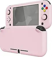 eXtremeRate PlayVital Protective Grip Case for Nintendo Switch Lite, Cherry Blossoms Pink Hard Cover Protector for Nintendo Switch Lite - 1 x White Border Tempered Glass Screen Protector Included