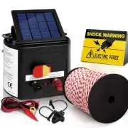 Giantz Electric Fence Energiser Energizer 5km 500m Rope Solar Powered Charger