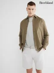 River Island Beige Belted Core Decal Chino Shorts (W41662) | $74