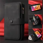 For iPhone 16 15 14 13 Pro Max X 8 Plus Flip Leather Case Zip Wallet Purse Cover