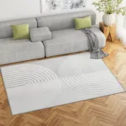 Cyril Floor Rug 160x230cm Faux Rabbit Fur Style - White & Grey