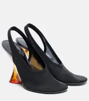 [Dries Van Noten] Dries Van Noten Mesh wedge slingback pumps AU 7.5 black