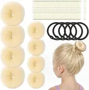 Hair Bun Set, 4 Bun Pillows, Large and Small, 30 U Shape Hair Pins, 5 Hair Bobbles, Hairstyle Accessories for Ballet and Dance
