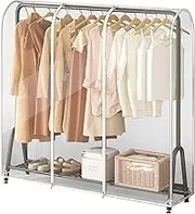 Transparent Clothing Garment Rail Cover Clear Hanging Protection Waterproof Zip Cover Clear Protective Zip Over Cover for Garment (4FT)