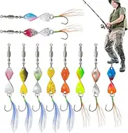 Trout Spoons Fishing Lures | 10X Spinnerbaits with Hook and Feather | Artificial Bass Lures, Fishing Gear for Freshwater Saltwater