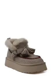 ZIGI Mindey Faux Fur Tassel Bootie in Off White Suede at Nordstrom, Size 11Us