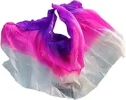 [CekoCk] Sequin Skirt，Belly Dancer Skirt, Dance Ribbons,Silk Fans,Silk Dance Veil Colorful Hand Dyed Gradient Colors Scarf 5Mm Belly Dance Accessories Silk Veil 5 Sizes (Color : Silver)