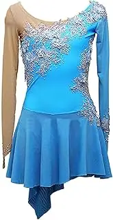 [Zagitova] Figure Skating Dress with Shiny Rhinestones Crew Neck Dance Ballet Tutu Skirted Skating Competition Costume