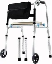 Walkers for The Elderly Upright Walker,Lightweight Aluminum Rollator Walker,Elderly Handicap Walking Assist,Height Adjustable,with Seat and Wheels,Walker Supports 180Kg (Color : with Seat) (Without S