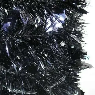 【摩達客】耶誕-6尺/6呎-180cm台灣製彈簧摺疊黑色哈利葉瘦型鉛筆樹聖誕樹(含LED100燈暖白光一串)