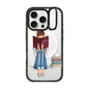 iPhone 16 Pro Impact Ring Stand Case MagSafe Compatible Girl Reading a Book (The Fine Art of Staying In)