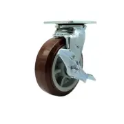 6 Inch Stainless Steel Polyurethane Swivel Caster with Roller Bearing and Brake