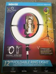 Bower 12” Foldable Ring Light w Stand and Remote