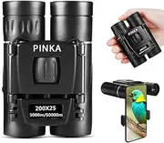 200x25 High Power Compact Binoculars with Clear Low Light Vision, Large Eyepiece Waterproof Binocular for Adults Kids, High Power Easy Focus Binoculars for Bird Watching, Outdoor, Hunting, Travel