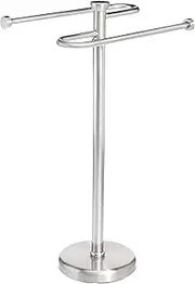 Amazon Basics Bathroom Accessory Collection Classic Round Towel Holder, S-Shaped, Brushed Steel