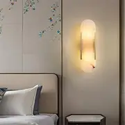 Contemporary Brass Wall Lamp Simplicity Creativity Marble LED Living Room Bedroom Study Room Hotel Villa Model Room Hall Way Aisle Light (C H35CM)
