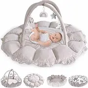 5-in-1 Thick & Plush Play Gym, Activity Gym & Play Mat, Cat Bed, Dog Bed, Convertible Stage-Based Developmental from Baby to Toddler, Ball Pit, Soft Plush Pet Bed, Pet Cushion, Balls are not Included