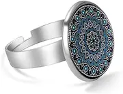 [FVQL] Adjustable Ring for Boys, Floral Pattern Mandala