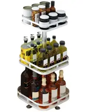 [SOGA] Steel Square Rotating Multi-Function Kitchen Storage 3 Tier in White