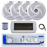 Dual Bluetooth Marine Receiver, Cover, Antenna,Wire, 4x 8'' 320W White Speakers