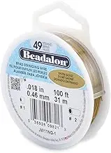 Beadalon 49 Strand Stainless Steel Bead Stringing Wire, .018 in / 0.46 mm, Satin Gold, 100 ft / 31 m