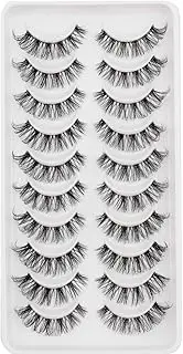 Russian Stripe Eyelashes C/D Curl Wispy Fluffy Mink Lashes 3D Fluffy Eyelash Manga Lashes Natural looking false eyelashes that look like individual clusters Mink Eye Lashes Pack (AGD05)