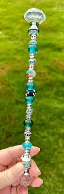 Whimsical Wand 8" Glass Beaded with Metal Accents Elemental Energy