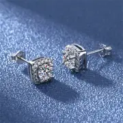 Fashion Trend Micro-inlaid One-carat Rectangle Shaped Moissan Diamond Stud