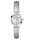 Guess Ladies Silver Tone Leather Analog Watch - GW0614L1