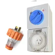 3 Pin 20 Amp 240V Switched Socket Outlet with Plug IP66 Weatherproof Switch