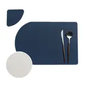 1Set Placemat Washable Set Dual Side Tableware Pad Placemat Leather Heat Lnsulation Waterproof Non-Slip Bowl Coaster Kitchen