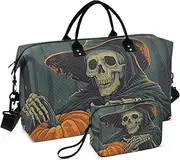 [YXYZRMY] Halloween Scary Witch Pumpkin Travel Duffel Bag Gym Bag Sports Tote Bag with Multiple Interior Pockets Shoulder Weekender Bag for Women Men with Toiletry Bag 20.5”x 7.9”x 13.8”, Multi-Colored