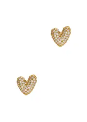 Crystal Haze Heart 18kt Gold Stud Earring, Stud Earrings, Gold - One Size One Size