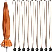 Woanger 12 Pcs Umbrella Strap Securing Straps for Parasol Patio Umbrella Bungee Strap with Ball Reusable Outdoor Umbrella Strap Flexible Umbrella Tie for Multipurpose Patio Umbrella Accessory (Brown)
