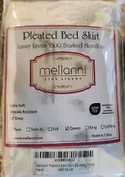 Queen NEW Mellanni Bed Skirt 15" Drop Pleated Light Gray 1800 Brushed Microfiber