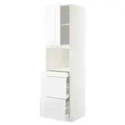 METOD / MAXIMERA hi cab f micro combi w door/3 drwrs, white/Voxtorp high-gloss/white, 60x60x220 cm