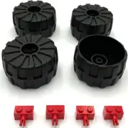 Lego 4 New Large Black Space Tires Hard Plastic Large 54mm D. x 30mm
