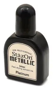 Tsukineko StazOn solvent-based ink Reinker Metallic Refill - platinum Siver 15ml