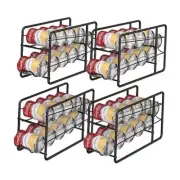 Can Dispenser Rack, Stackable Can Storage Organizer Holder for 4 Pack Black