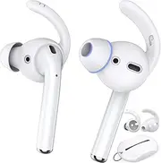 AhaStyle Ear Hooks and Covers Compatible with Apple AirPods and EarPods [Sound Quality Enhancement] (Clear-2 Pairs Large)