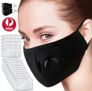 Fashion Black Face Mask Respirator or Filters Washable Reusable PM2.5 Filters