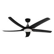 Hover DC Ceiling Fan 56" Black LED Light White - 60070