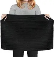 Extra Large Black Basket, 22" X 17" X 12" Rectangle Woven Storage Container, Soft Cotton Rope Kids Room Toy Box Bins, Big Wicker Organizer for Blankets, Pillows, Laundry