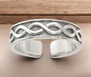 925 Sterling Silver Antiqued Celtic Braided Toe Ring - Toe Ring for Women -