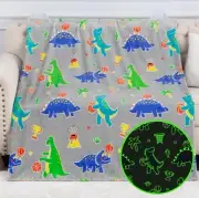 Glow in the Dark Dinosaur Blankets Childrens Flannel Throw Blanket