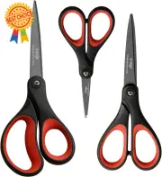 3 Pack Titanium Scissors, All-Purpose Heavy Duty Set for Office & Crafting, 5-8”