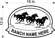 CUSTOM VINYL DECAL RANCH NAME 3 HORSE GRAPHIC
