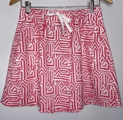 NWT J. CREW FACTORY SIZE 2 PINK AND WHITE PULL ON SKATER MINI SKIRT WITH POCKETS
