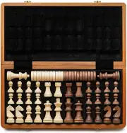 Contemporary chess Tournament Classic German knight Mahogany wood Checkers Set